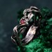 Garnet Twig Silver Ring with Dainty Branch and Petite Leaf Design