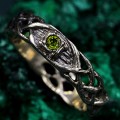 Eye of Enchantment: Gothic Silver Ring with Vibrant Peridot