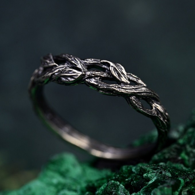 Nature-Inspired Braided Vine Silver Ring