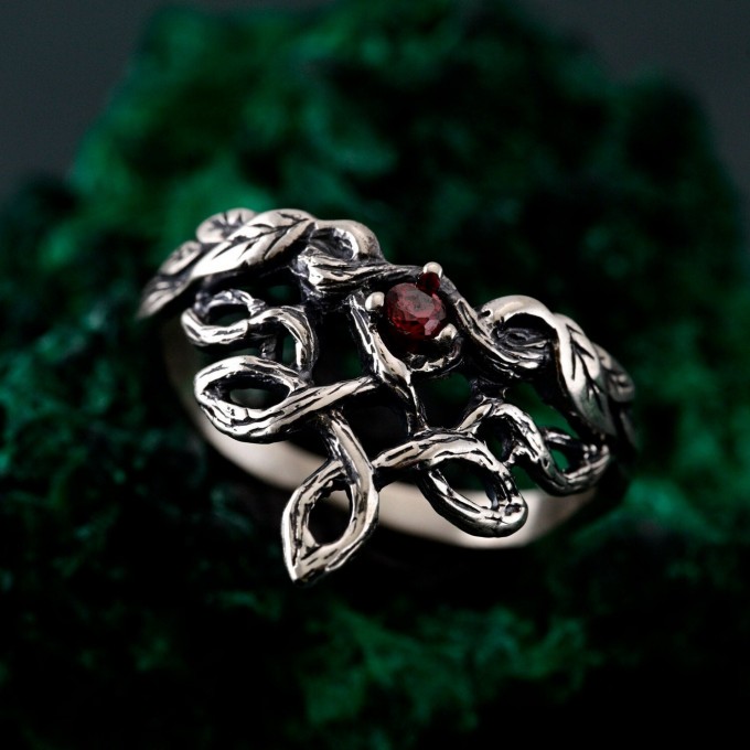 Enchanted Forest Ring - Braided Silver Band for Fantasy Engagement