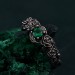 Emerald Blossom Silver Ring – Nature's Elegance with Floral Twig Accent, Dainty Branch Delight Ring Featuring Flower on Silver Twig