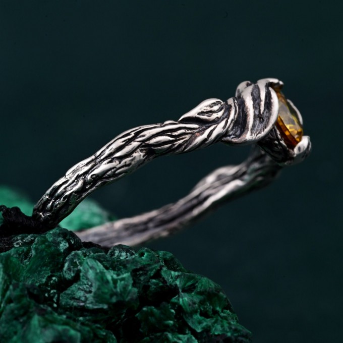 Unique Wood Engagement Ring – Nature's Embrace with Twig of Love Design, Woodland Promise Ring, Rustic Twig Wedding Band
