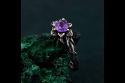 Woodland Whispers Ring, Enchanted Forest Amethyst Ring, Amethyst Blossom Twig Ring, Whimsical Vine Ring, Unique ring