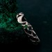 Gothic Silver Ring with Emerald and Radiant Motif