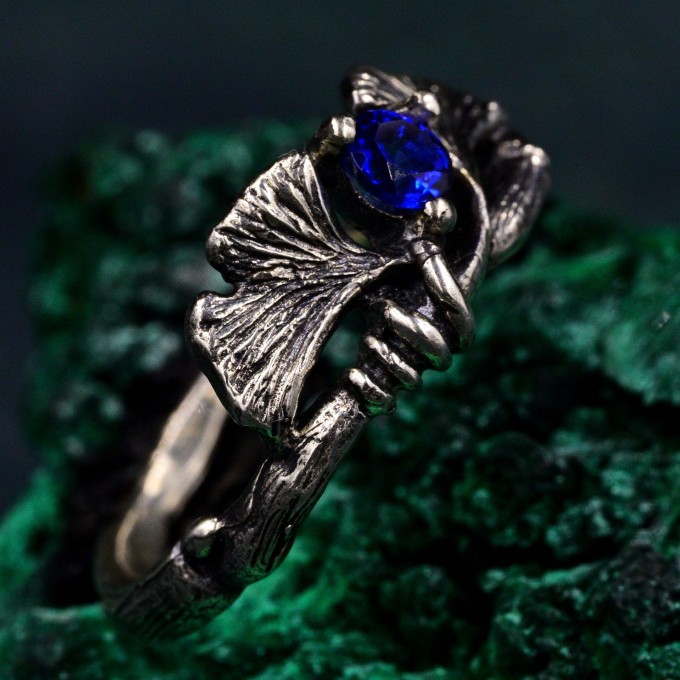 Unique Ginkgo Biloba Ring – Boho Style Silver Ring Featuring Ginkgo Leaves, Perfect Botanical Jewelry for Nature Lovers