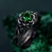 Enchanted Forest Emerald Ring - Whimsical Celtic Twig & Lotus Wedding Band