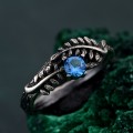 Topaz Fern Branchlet Ring – Whispering Fern Ring, Twig and Fern Ring, Woodland Fern Band, Graceful Frond Ring