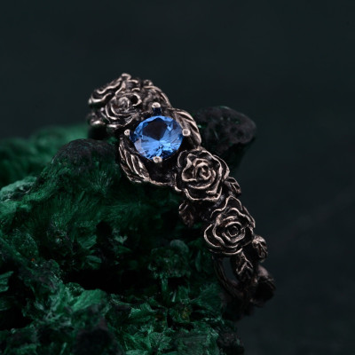 Blossom Silver Ring, Nature's Elegance Silver Ring, Floral Twig Accent Ring, Dainty Branch Delight Ring, Flower on Silver Twig Ring