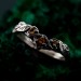 Tiny Branch Engagement Ring with Garnet Leaves in Silver – Wedding Ring Wooden Harmony, Wooden Wedding Branch, Wedding Ring Forest Branch