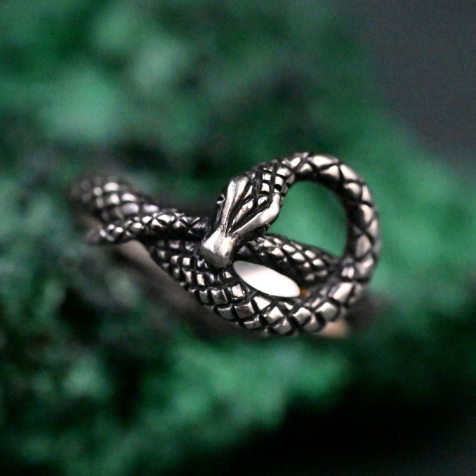 Handcrafted Silver Serpent Gorgon Ring – Unique Gothic Serpentine Symbol of Power