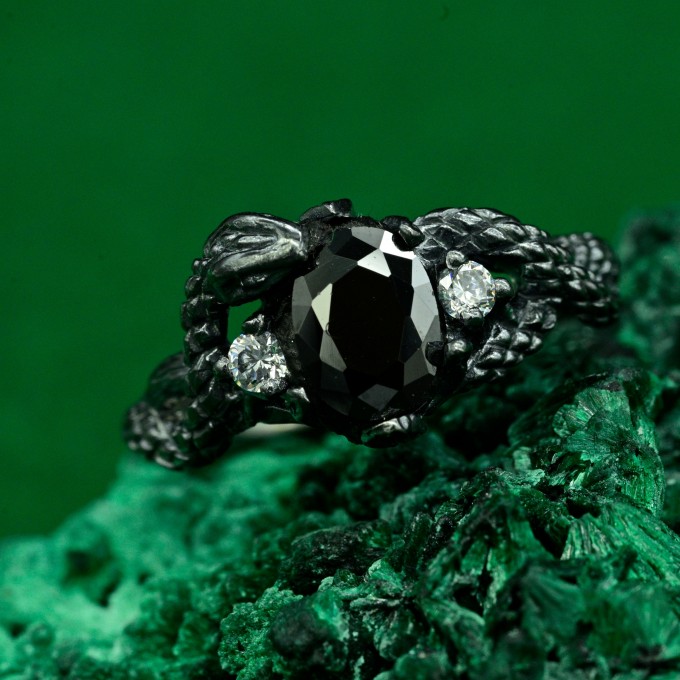Thorn Snake Ring – Goth Serpent Design, Silver Dragon Scale Jewelry, Fantasy Serpents of the Thorns Style Accessory