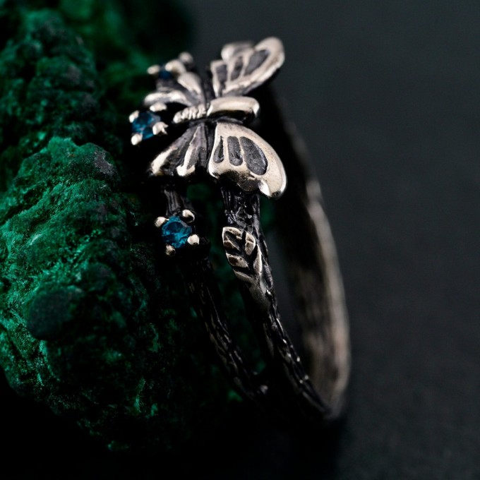 Sterling Silver Butterfly Ring - Whimsical Fairy Garden Jewelry