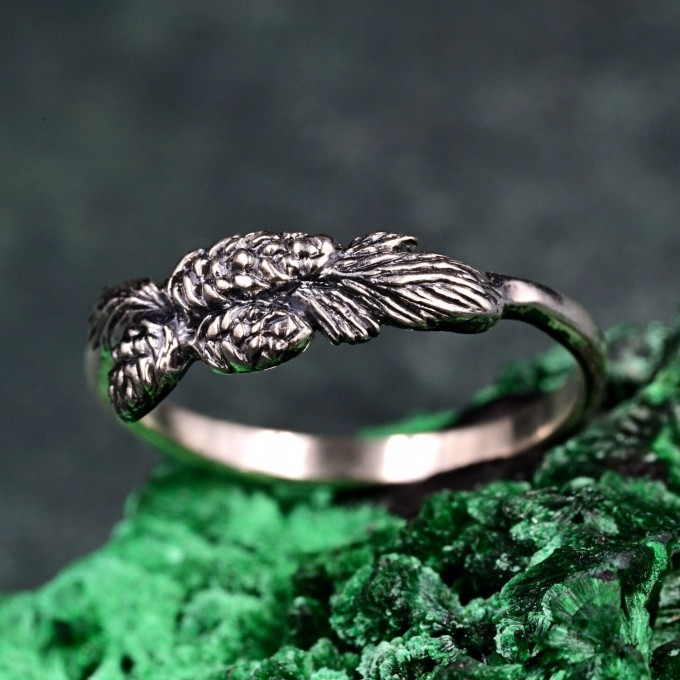 Gothic Silver Ring with Thistle-Inspired Design