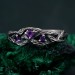 Amethyst Silver Twig Engagement Ring - Unique Dainty Leaf Design for Women