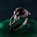 Garnet Serpent Ring with Vintage Dragon Scale Design