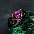 Gold Plated Silver Alexandrite Ring - Unique Handcrafted Bridal Elegance