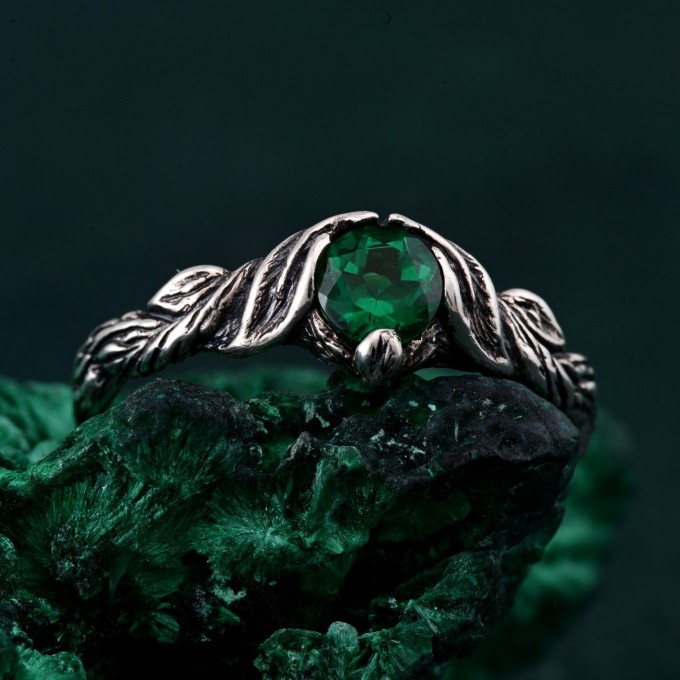 Mystical Darkness Silver Ring - Gothic Elegance Engagement Ring