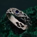 Celtic Pattern Wedding Band with Sapphire - Unique Tree Bark Texture Ring for Couples