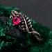 Ruby Fern Branchlet Ring: Whispering Fern Design