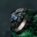 Whispering Leaves: Gothic Blue Topaz Ring