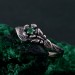Enchanted Forest Silver Ring - Elegant Garnet & Moth Twig Design