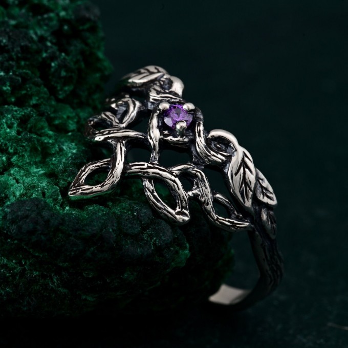 Silver Tree Bark Wedding Band: Vintage Ethereal Woodland Theme Ring