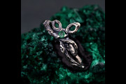 Rustic Emerald Vine Ring, Silver Nature Engagement with Knot, Druid Celtic Tree Ring, Braided Branch, Elvish Silver Band
