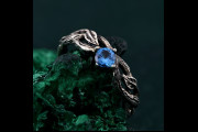 Stunning Leafy Branch with Topaz Ring, Unique Nature's Gemstone Adornment, Christmas Gift Idea