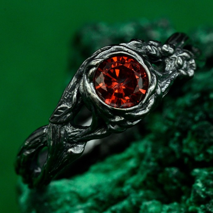 Handcrafted 925 Silver Garnet Ring – Elegant Minimalist Gemstone Jewelry for Women