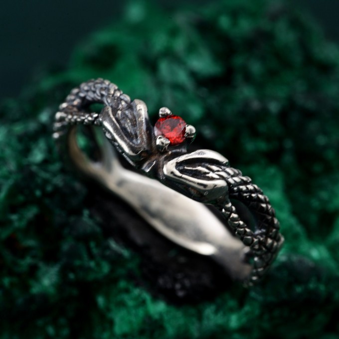 Emerald Snake Engagement Ring – Elven Fantasy Ouroboros Wedding Band, Infinity Serpent Design, Unique Wedding Ring
