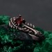 Garnet Fern Branchlet Ring - Woodland Fern Band with Graceful Frond Design