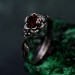 Bloom of Shadows: Gothic Garnet Lotus Ring