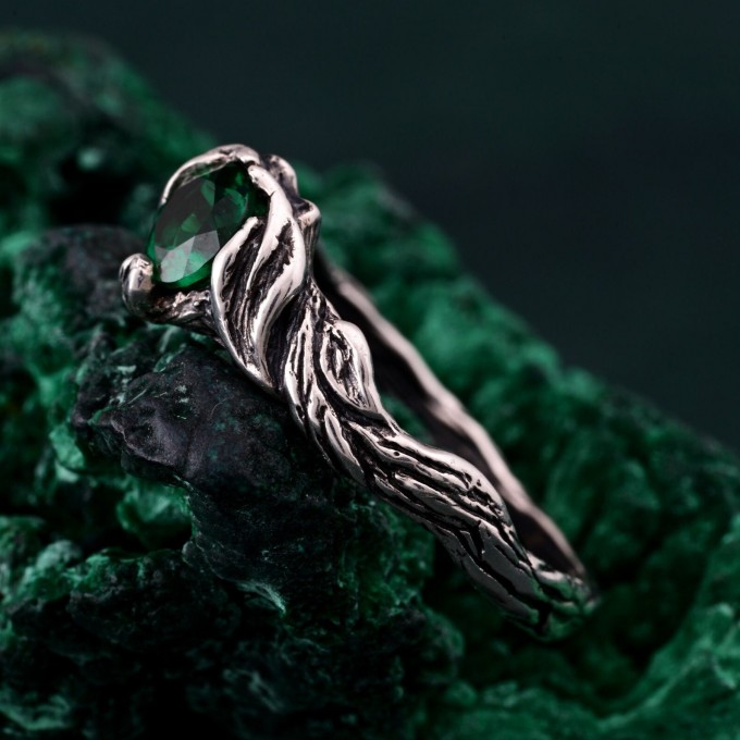 Twilight Incantations: Silver Ring – Gothic Noir Sterling Silver Ring, Mystical Darkness Silver Ring, Gothic Elegance Engagement Ring
