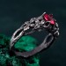 Crimson Blossom: Gothic Sterling Silver Ring with Radiant Ruby