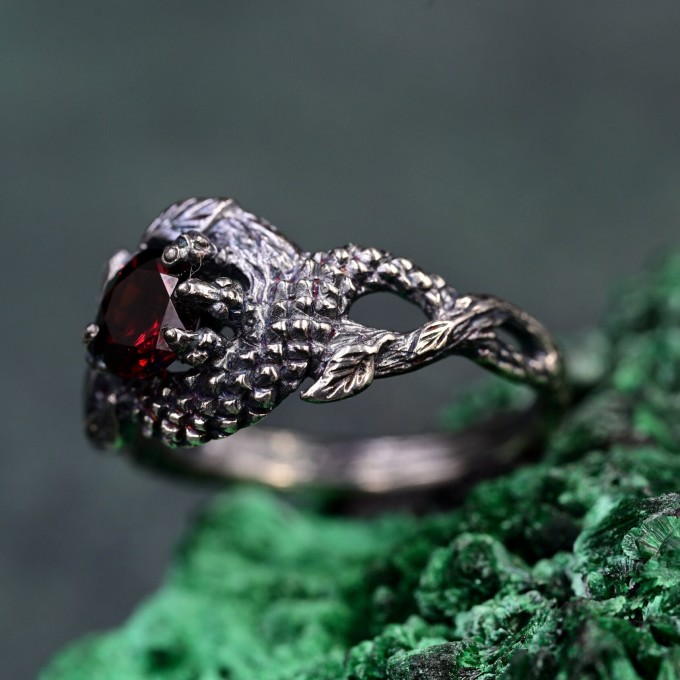 Silver Dragon Scale Ring: Handcrafted Mystical Fantasy Jewelry