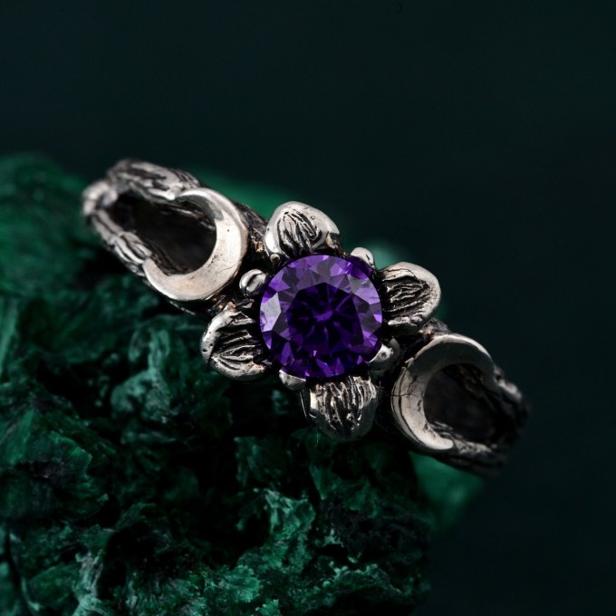 Triple Moon Goddess Ring – Floral Moon Ring, Silver Moon Trio, Celestial Silver Moon Ring, Crescent Goddess Ring, Engagement Ring