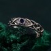 Celtic Pattern Sapphire Wedding Band - Wide Vintage Style Tree Bark Design for Couples