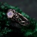 Bohemian Moonstone Lotus Ring - Unique Botanical Design