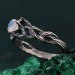 Unique Wood Ring for Women's Engagement – Silver Ring with Blue Sapphire, Dainty Design for Women